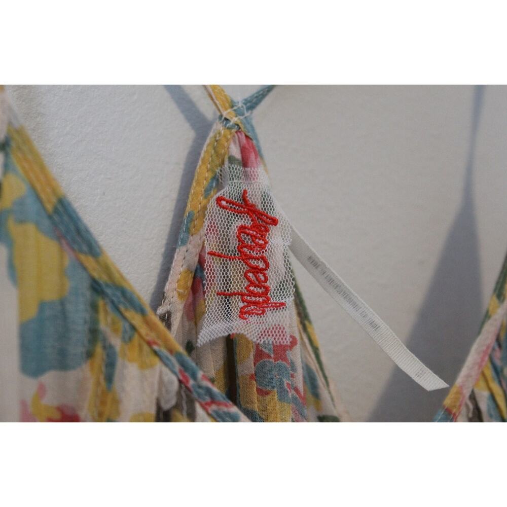 Free People Pintuck Ruffle Sheer Floral Sleeveless Swing Tunic Top Pockets Small - Picture 8 of 16